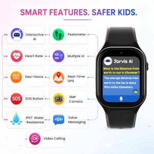 Spiky Ghoul Curved Kids Smart Watch Black