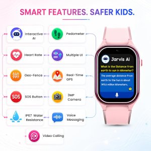 Spiky Ghoul Curved Kids Smart Watch Pink