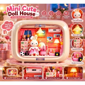 TF DIY Bedroom Scene Miniature Doll House Night Light