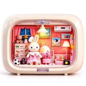 TF DIY Bedroom Scene Miniature Doll House Night Light