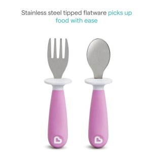 Munchkin Raise Toddler Fork & Spoon Set Purple